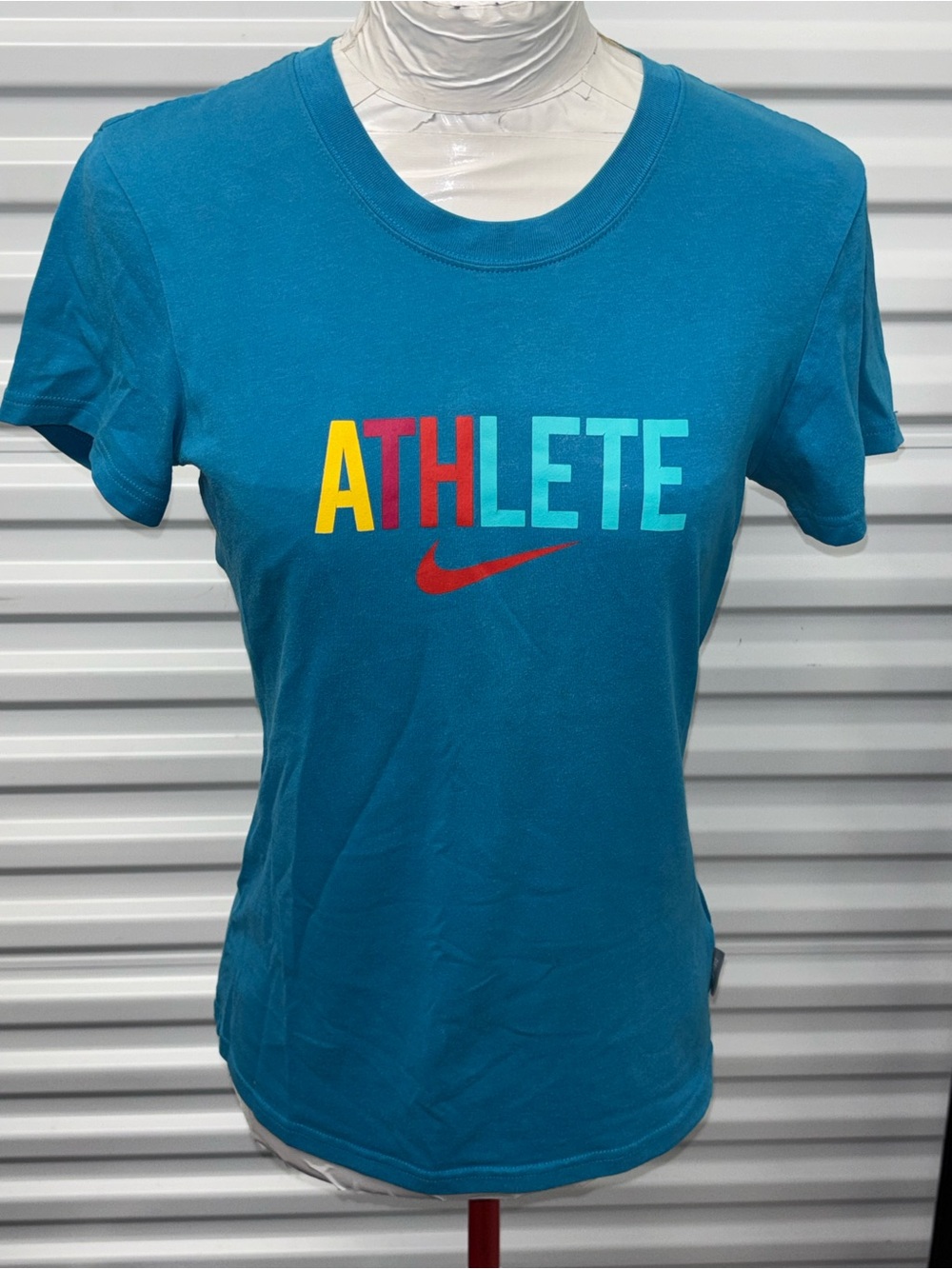 Nike Dri Fit Y2K 2011 Aqua Athlete Graphic Crew Neck S/S Cotton Tee Shirt WMNS S